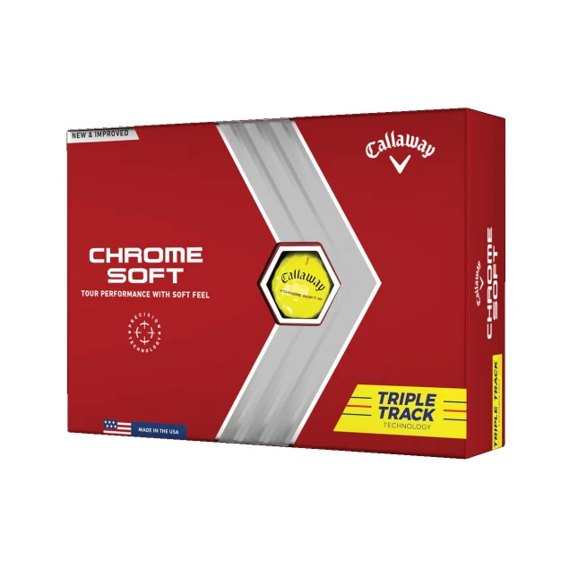 Piłki golfowe Callaway Chrome Soft Triple Track yellow 12-pack