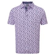 Męska koszulka golfowa Footjoy Shadow Palm Print Pique Polo lavender/navy