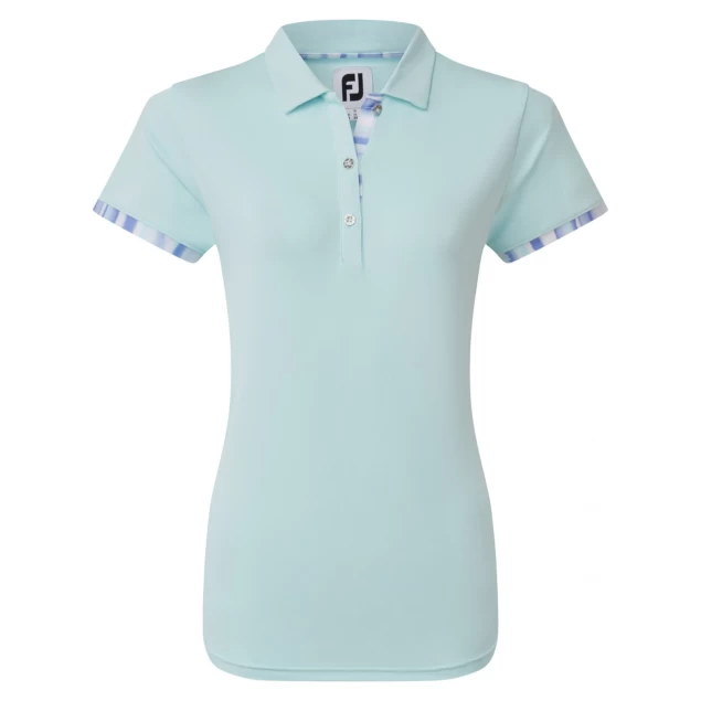 Damska golfowa koszulka polo błękitna Footjoy Watercolour Trim Pique Ladies sky