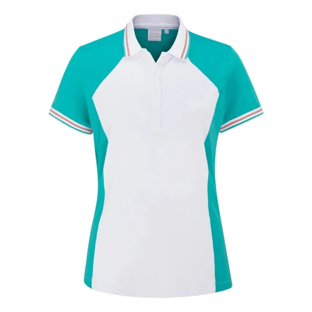 Damska koszulka golfowa Ping Ali Ladies Polo bright aqua/white
