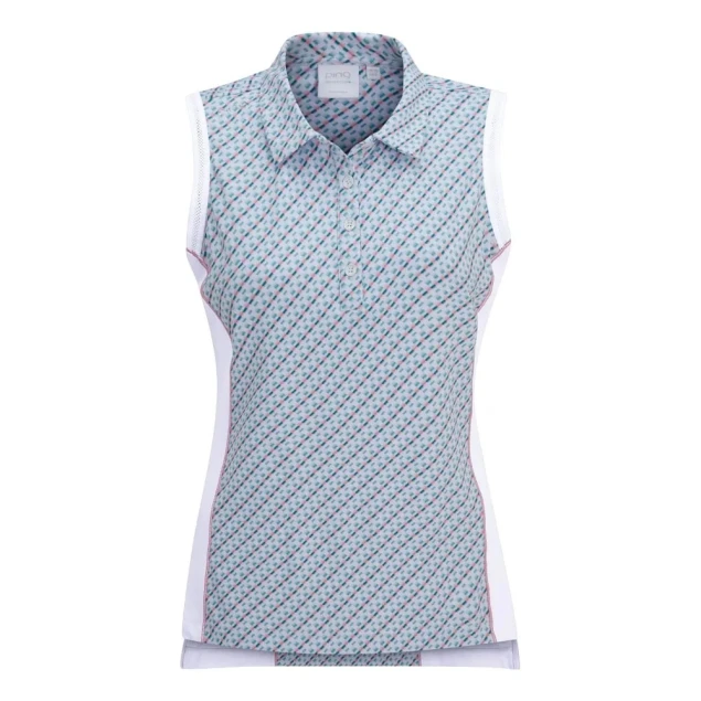 Damska koszulka golfowa Ping Colleen Printed Sleeveless Ladies Polo neoteric/white