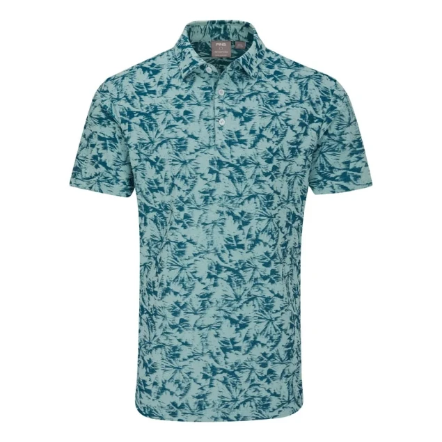Męska koszulka golfowa Ping Diego Foliage Jacquard Polo misty green