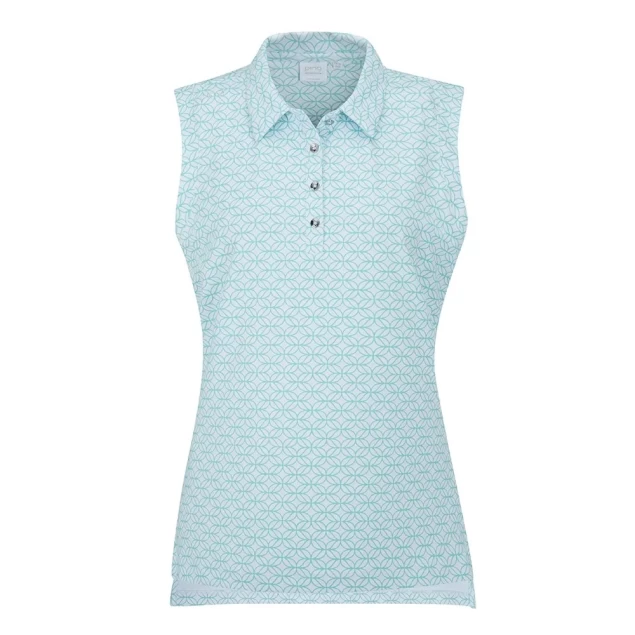 Damska koszulka golfowa Ping Olive Sleeveless Ladies Polo white/aruba blue