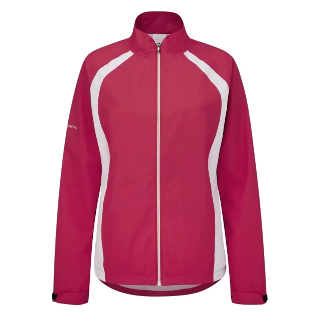 Damska kurtka golfowa Ping Freda Ladies Waterproof Jacket rosebud/white